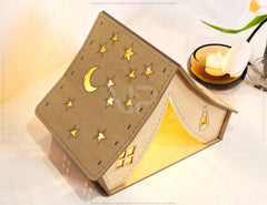 Wooden Tent Shape Laser Cut Night Light Lamp Mdf Laser Cutting Camping Tent Home Lampshade Table Candle Holder Tea light SVG |#U069| VectorPort