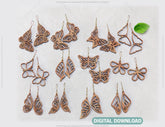 Butterfly Earrings 12 different styles svg dxf Glowforge Pendants laser cut | SVG, DXF, AI |#070| VectorPort
