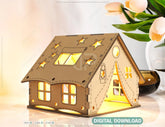 Wooden Tent Shape Laser Cut Night Light Lamp Mdf Laser Cutting Camping Tent Home Lampshade Table Candle Holder Tea light SVG |#U070| VectorPort