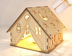 Wooden Tent Shape Laser Cut Night Light Lamp Mdf Laser Cutting Camping Tent Home Lampshade Table Candle Holder Tea light SVG |#U070|