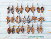 Leaves Earring Svg 12 styles Glowforge Cricut Jewelry Pendants laser cut | SVG, DXF, AI |#071| VectorPort