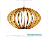 Oval Round Modern Wood Pendant Light Chandelier Lamp lampshade plywood Cut Files |#U072| VectorPort