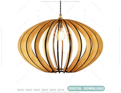 Oval Round Modern Wood Pendant Light Chandelier Lamp lampshade plywood Cut Files |#U072| VectorPort