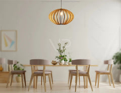 Oval Round Modern Wood Pendant Light Chandelier Lamp lampshade plywood Cut Files |#U072| VectorPort