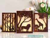 Animals Tree Candle Holder Laser Cut with Lion Fox Giraffe Lamp wood Tea light Lantern Votive Gift SVG |#U073| VectorPort