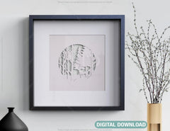Winter scene with deer landscape multilayer shadow box Frame Wall Decor | SVG, DXF, AI |#073| VectorPort