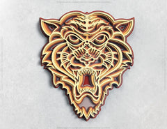 Tiger Multilayer Panel Mandala svg for Laser Cutting layered Wall Decor | SVG, DXF, AI |#074| VectorPort