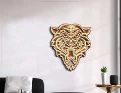 Tiger Multilayer Panel Mandala svg for Laser Cutting layered Wall Decor | SVG, DXF, AI |#074| VectorPort