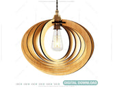 Oval Round Modern Wood Pendant Light Chandelier Lamp lampshade plywood Cut Files |#U075| VectorPort