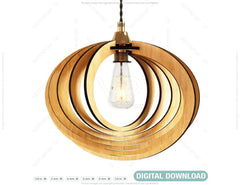 Oval Round Modern Wood Pendant Light Chandelier Lamp lampshade plywood Cut Files |#U075| VectorPort