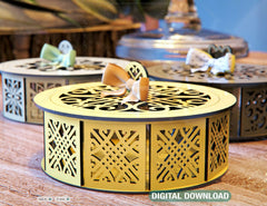 Wedding gift box favour round 3mm plywood laser cut | SVG, DXF, AI |#076|