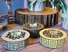 Wedding gift box favour round 3mm plywood laser cut | SVG, DXF, AI |#076|