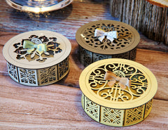 Wedding gift box favour round 3mm plywood laser cut | SVG, DXF, AI |#076|
