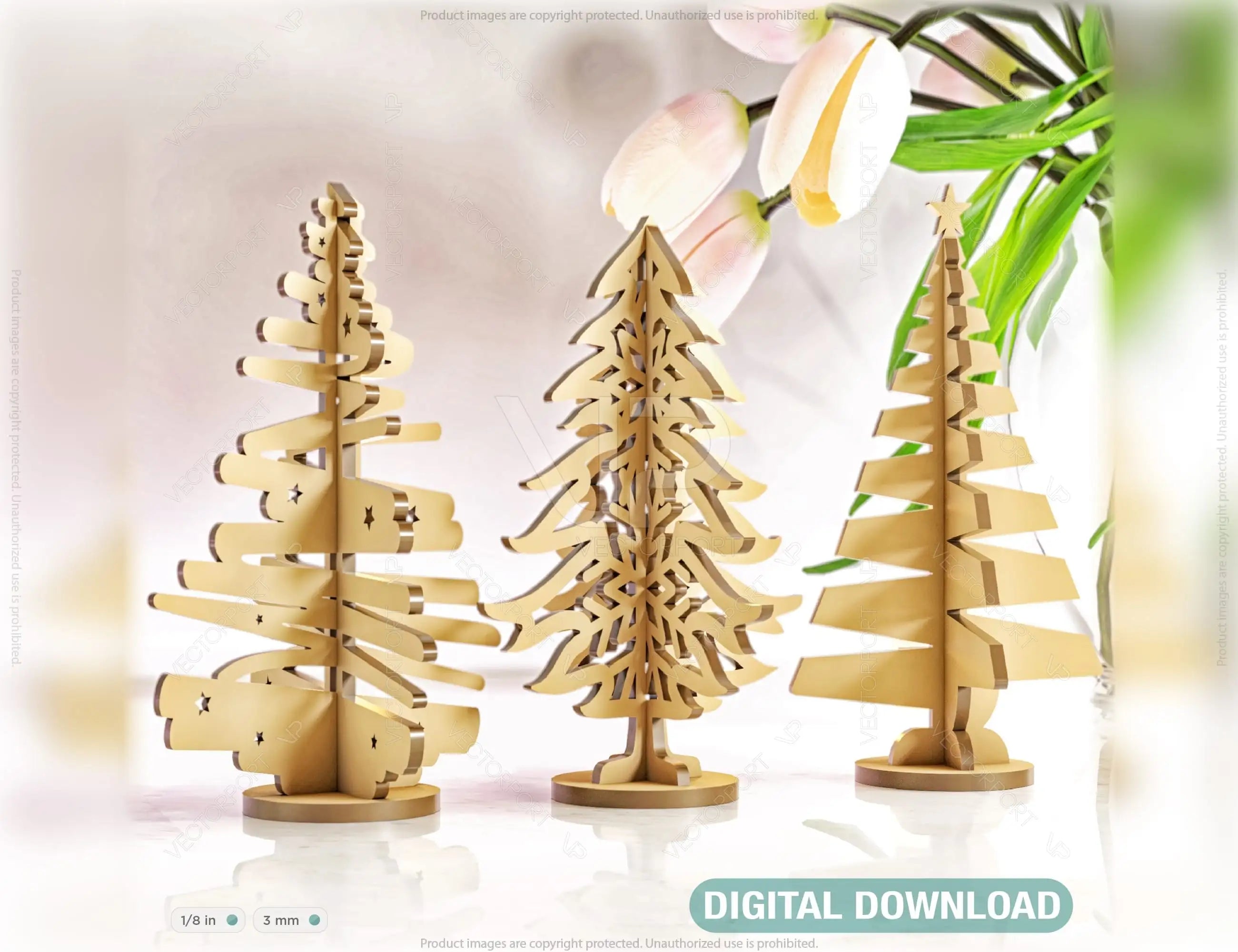 Standing Trees Laser cut Christmas Snowflake SVG Craft templates Cricut Glowforge | SVG |#U077| VectorPort
