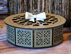 Wedding gift box favour round 3mm plywood laser cut | SVG, DXF, AI |#077|