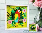 Tropical Papercut Artwork Shadow box layered Frame Wall Decor | SVG, DXF, AI |#078| VectorPort
