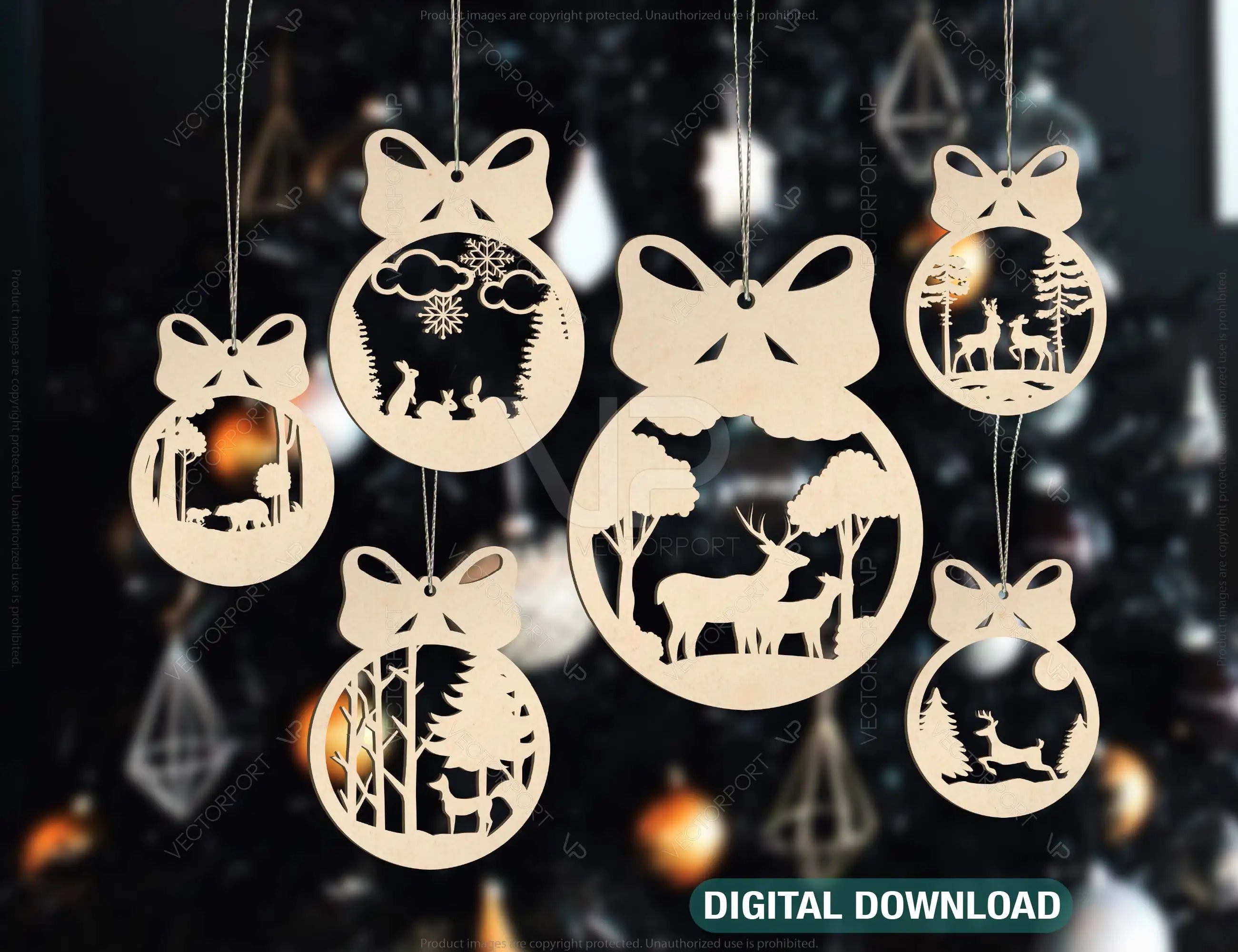 Christmas balls Tree Decorations Craft Hanging Bauble Paper art templates | SVG, DXF, AI |#079| VectorPort