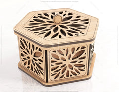 Hexagon Decorative Wooden Gift box Laser Cut Wedding favour laser cut jeweler case plywood Cut Files |#U079|