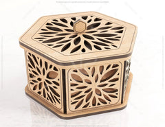 Hexagon Decorative Wooden Gift box Laser Cut Wedding favour laser cut jeweler case plywood Cut Files |#U079| VectorPort