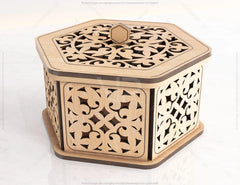 Hexagon Decorative Wooden Gift box Laser Cut Wedding favour laser cut jeweler case plywood Cut Files |#U079| VectorPort