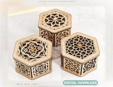Hexagon Decorative Wooden Gift box Laser Cut Wedding favour laser cut jeweler case plywood Cut Files |#U080| VectorPort