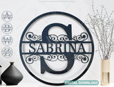 Round with Frame Split Monogram Name Sign Alphabet Letters | SVG, DXF, AI |#080| VectorPort