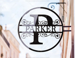 Round with Frame Split Monogram Name Sign Alphabet Letters | SVG, DXF, AI |#080|