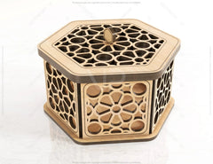 Hexagon Decorative Wooden Gift box Laser Cut Wedding favour laser cut jeweler case plywood Cut Files |#U080| VectorPort