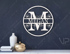 Round with Frame Split Monogram Name Sign Alphabet Letters | SVG, DXF, AI |#080|