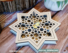 Laser Cut Wooden Octahedron Serving Tray With Sections box favour | SVG, DXF, AI |#081|