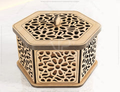 Hexagon Decorative Wooden Gift box Laser Cut Wedding favour laser cut jeweler case plywood Cut Files |#U081| VectorPort