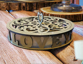Laser Cut Wooden Round Gift Box Serving Wedding candy box favour | SVG, DXF, AI |#082| VectorPort