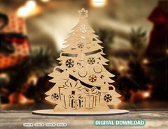 Christmas Tree Decoration Standing Wooden Ornament lasercut SVG Cricut Glowforge |#U083| VectorPort