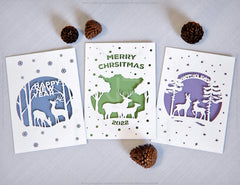 Christmas Tree Cards Laser Cut Paper Invitation Greeting cricut template Ornament Papercut | SVG, DXF, AI |#085|