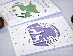 Christmas Tree Cards Laser Cut Paper Invitation Greeting cricut template Ornament Papercut | SVG, DXF, AI |#085|