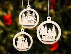 Tree Bauble Wood 3D Laser Cut Christmas Ball Ornament Round Design set Tree Decorations lasercut SVG Digital Download |#U086| VectorPort