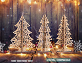 Standing Trees Christmas Snowflake SVG Digital 1/8” Craft Hanging templates Cricut Glowforge | SVG, DXF, AI |#087| VectorPort