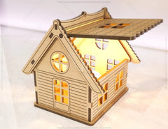 Wooden House Laser Cut Night Light Lamp Mdf Laser Cutting Home Lampshade Table Candle Holder Tea light SVG |#U087| VectorPort
