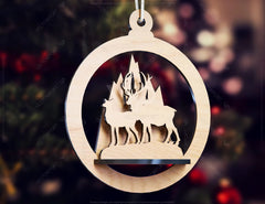Tree Bear Bauble Wood 3D Laser Cut Christmas Ball Ornament Round Design set Tree Decorations lasercut SVG Cricut Glowforge |#U088| VectorPort