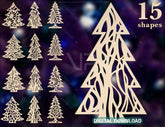 Plaid and Flowery Trees Christmas SVG Digital Craft templates Cricut Glowforge | SVG, DXF, AI |#089| VectorPort