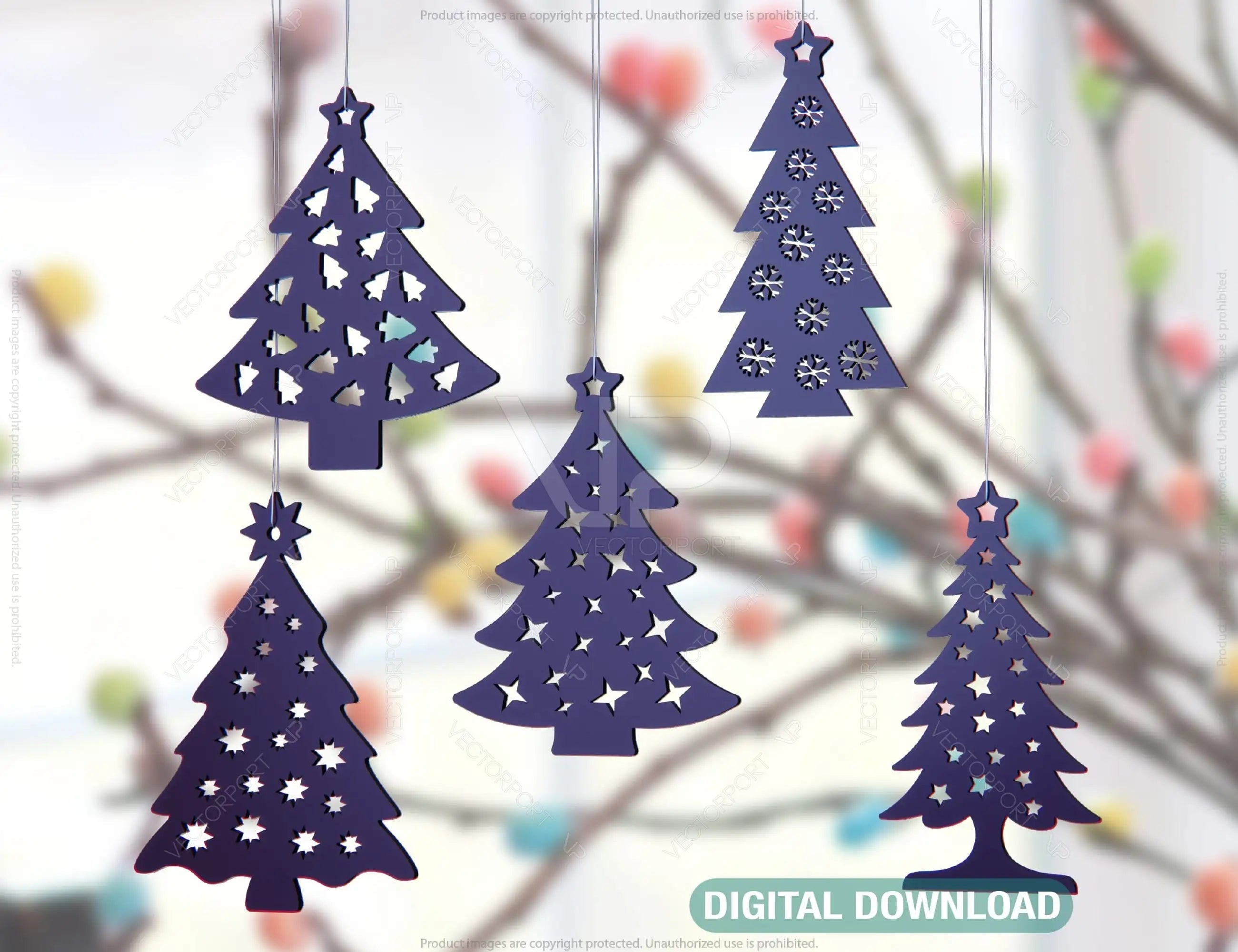 Christmas Tree Wood Ornament, Laser Cut Xmas Decorations, Home Decor Baubles Winter Gift Cricut Glowforge | SVG |#U090| VectorPort