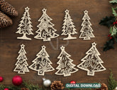 Christmas Tree Ornament Decorations Craft Hanging lasercut templates Cricut Glowforge | SVG, DXF, AI |#091| VectorPort