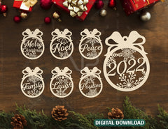 Gratitude Christmas positive words Tree Ornament Decorations Craft Hanging lasercut SVG Cricut Glowforge | SVG, DXF, AI |#092|