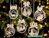Personalized Christmas Balls Tree Decorations with Name Craft Pendants Hanging Bauble Paper art templates cut file |#U093| VectorPort