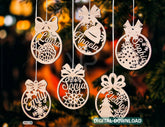 Personalized Christmas balls Tree Decorations with Name Craft Hanging Bauble Paper art templates cut file |#U094| VectorPort