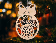 Personalized Christmas balls Tree Decorations with Name Craft Hanging Bauble Paper art templates cut file |#U094| VectorPort