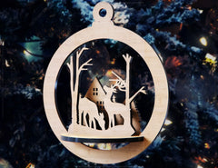 3D Laser Cut Tree Bauble Wood Christmas Ball Ornament 3mm Round Design set Tree Decorations lasercut SVG Digital Download | SVG, DXF, AI |#094|