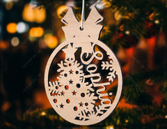 Personalized Christmas balls Tree Decorations with Name Craft Hanging Bauble Paper art templates cut file |#U094| VectorPort