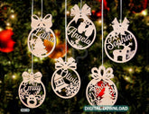 Personalized Christmas balls Tree Decorations with Name Craft Hanging Bauble Paper art templates cut file |#U095| VectorPort