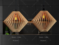 Rhombus Wood Pendant Light Chandelier Lamp lampshade plywood | SVG, DXF, AI |#095| VectorPort